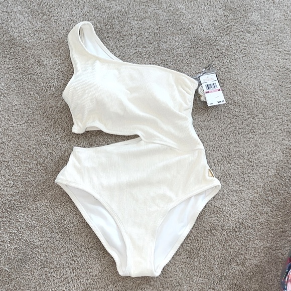 🌷MICHAEL MICHAEL KORS Women's One-Shoulder Side-Cutout Swimsuit Size 10 NWT $98 - Picture 3 of 6